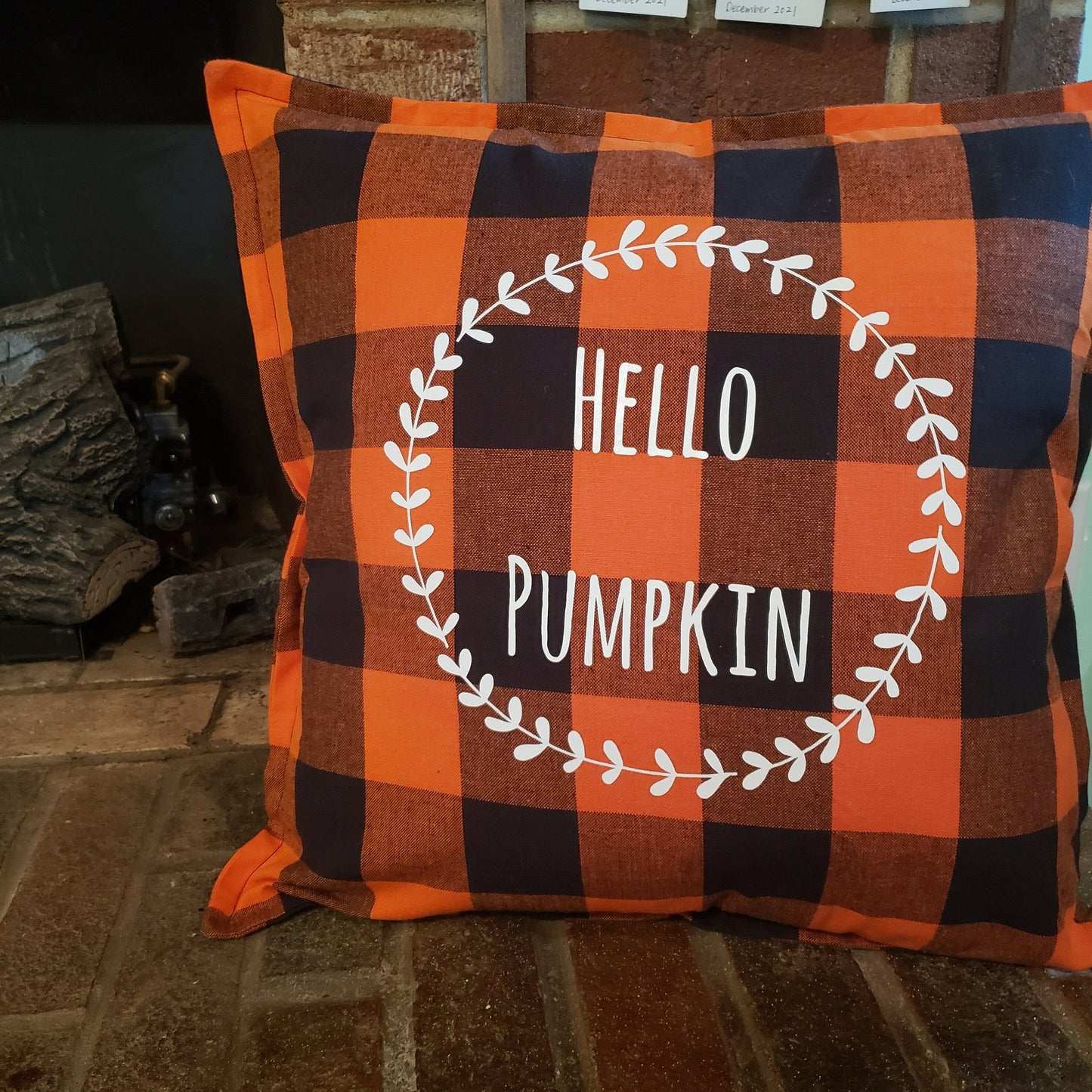 Hello Pumpkin Buffalo Plaid Pillow 18x18