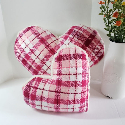 Flannel and Sherpa Heart-Shaped Pillow (M) (L)